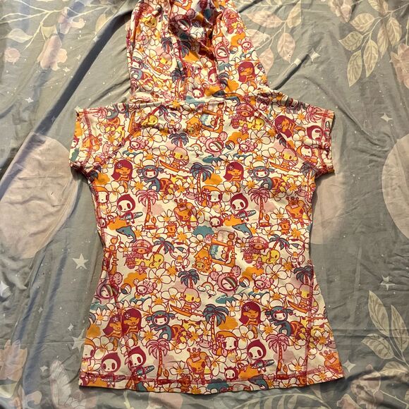 tokidoki Paradise Beach Hoodie Women’s Large Full Zip Short Sleeve Rare Graphic - Picture 4 of 16